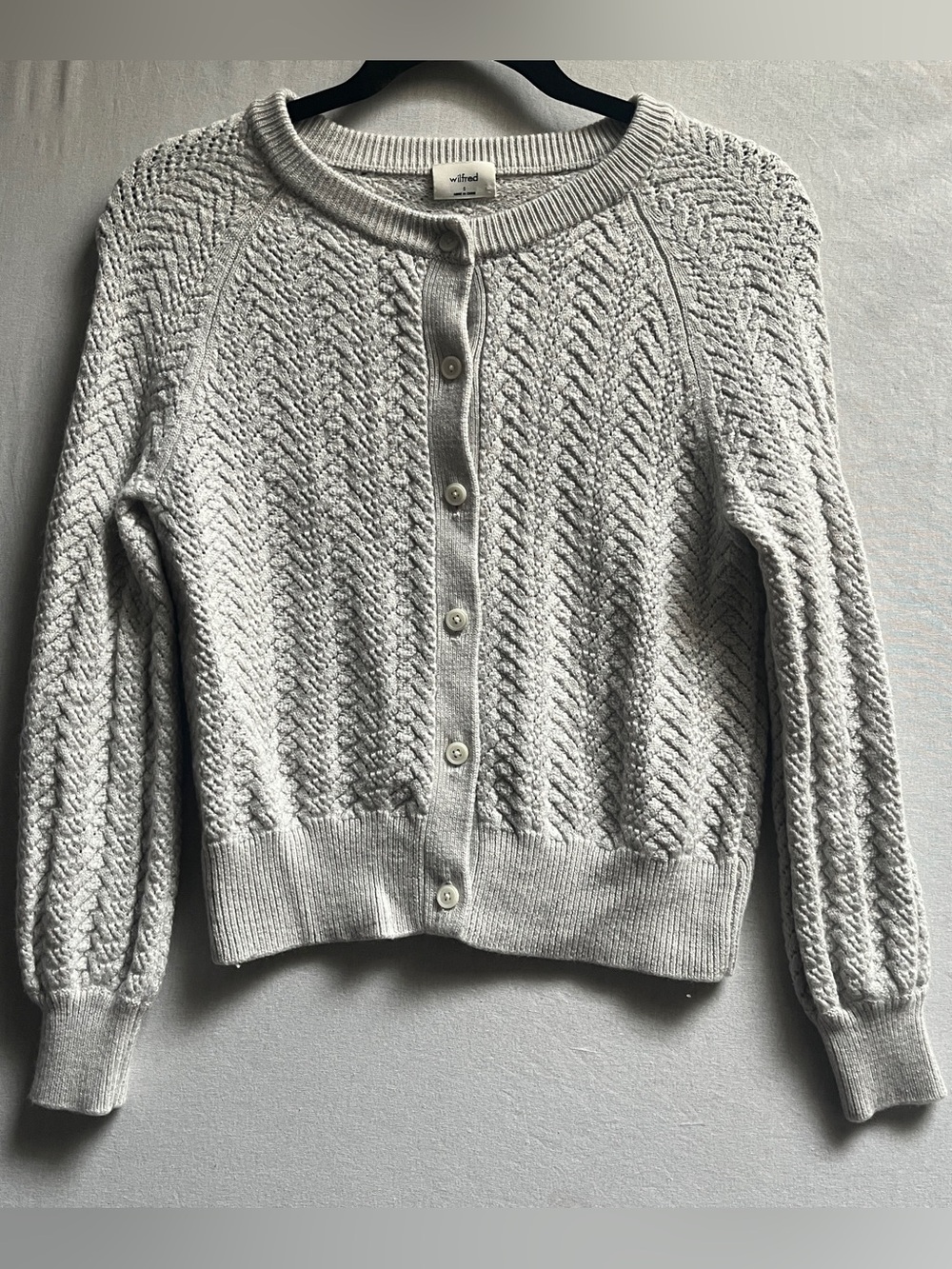 Wilfred Womens Small Wool Textured Button Front Knit Cardigan